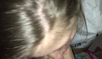Cute amateur teen sucking her boyfriend's hard cock in POV