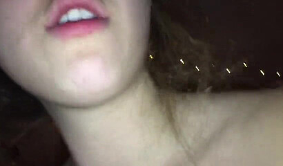 Cute amateur teen sucking her boyfriend's hard cock in POV
