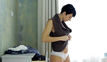 Brunette with fantastic big natural tits Emylia Argan having a passionate sex with her BF