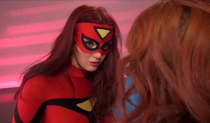 Hot lesbian MILFs in sexy cosplay in erotic and passionate action