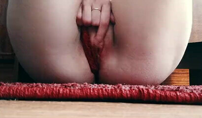 Brunette mom in sexy lingerie rubbing pussy for her horny lover