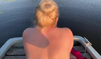 Curvy amateur with huge pierced tits fucks on the boat