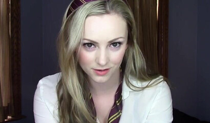 Beautiful blonde chick teasing with her big natural boobs on webcam