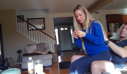 Blonde goddess Nicole Aniston rides her boyfriend at home