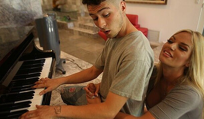 Big tit MILF Rachael Cavalli seducing her stepson to suck and ride his boner