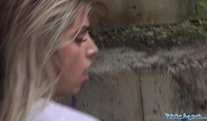Brazilian beauty Mia Linz riding a big dick for money in public