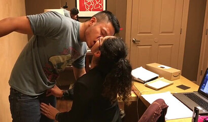 Sexy Latina with glasses sucking and fucking in the office