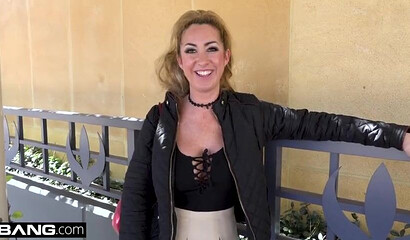 MILF with big tits Janna Hicks gives a titjob and cock riding