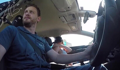 Busty MILF Aubrey Black seduces uber driver and rides him in a car