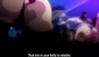 Hentai chick with big boobs gets gangbanged by several horny dudes