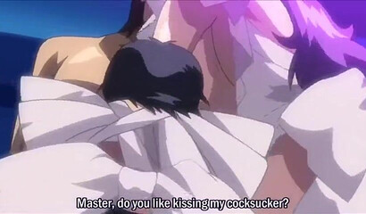 Hentai chick with big boobs gets gangbanged by several horny dudes