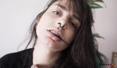 Tattooed Emo slut gets her incredible butt toyed up and dicked