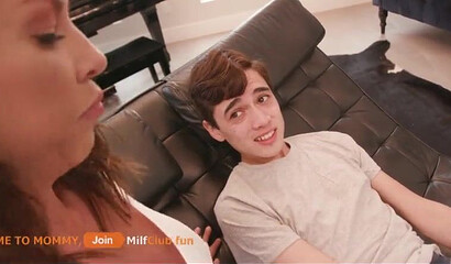 Busty redhead cougar Alexis Fawx lets young teenage boy destroy her hungry pussy