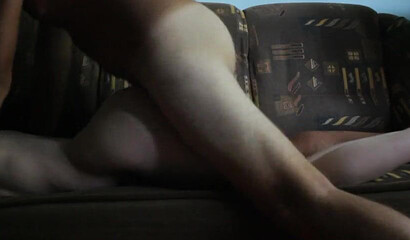 Young wife gets her black g-string panties stripped and pussy dicked on the sofa