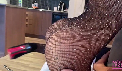 Hot wife in see-through lingerie and heels Miss Lexa gives amazing pleasure to her lover