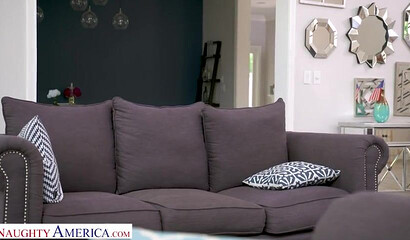 Lonely tattooed wifey Ivy LeBelle gets brutally fucked on the sofa by neighbor