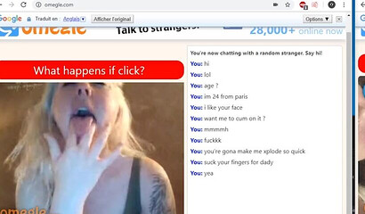 Naughty blonde stripping and fingering her pussy via Omegle