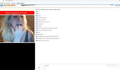 Naughty blonde stripping and fingering her pussy via Omegle