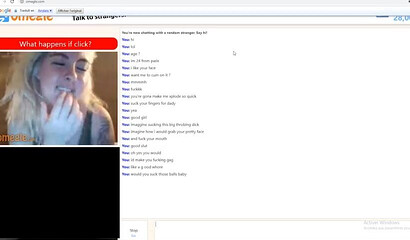 Naughty blonde stripping and fingering her pussy via Omegle