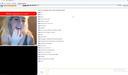 Naughty blonde stripping and fingering her pussy via Omegle