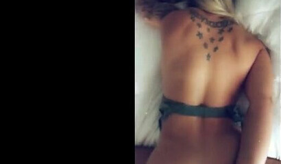 Tattooed kitty in green lingerie having intense POV fuck