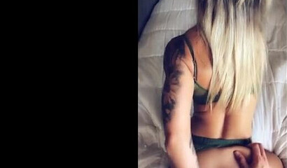 Tattooed kitty in green lingerie having intense POV fuck