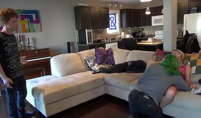 Blonde MILF gives her shy stepson a couple of sex lessons