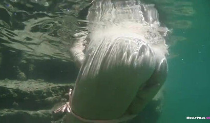 Busty blonde Molly Pills gets both of her holes pounded on public beach