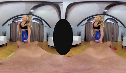 Big ass blonde AJ Applegate gets her leggings ripped during intense VR cock ride