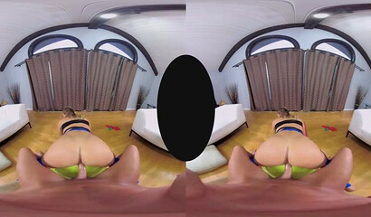 Big ass blonde AJ Applegate gets her leggings ripped during intense VR cock ride