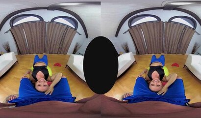 Big ass blonde AJ Applegate gets her leggings ripped during intense VR cock ride