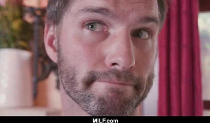 Busty mature nympho Sara Jay blows off and fucks cute male model