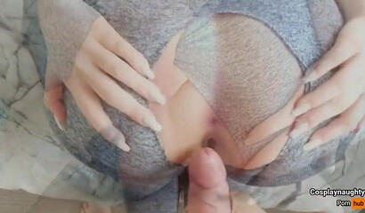 Stunner riding cock in POV through her ripped yoga pants