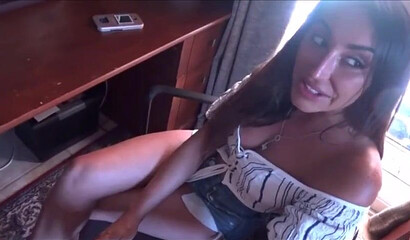 Beautiful MILF strips and gives her stepson great fucking lesson