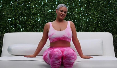 Short haired doll with huge round booty takes care of two black cocks