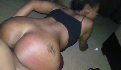 Sexy ebony GF deepthroats BBC and gets ass fucked doggy style