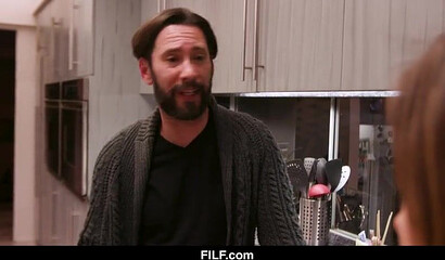 Huge boobed Latina gets dicked by her horny stepdad in the kitchen