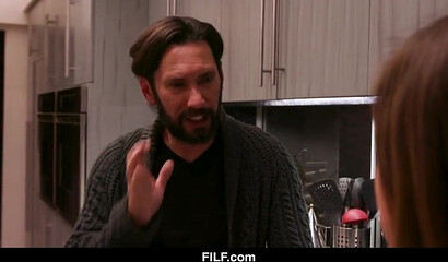 Huge boobed Latina gets dicked by her horny stepdad in the kitchen