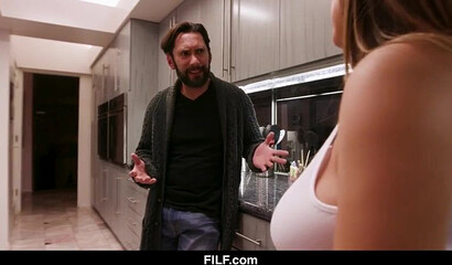 Huge boobed Latina gets dicked by her horny stepdad in the kitchen