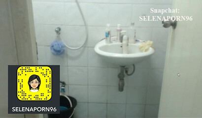 Naughty amateur babysitter filmed in bathroom washing her tits and furry pussy