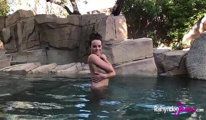 Busty MILF Rahyndee James enjoying pool fucking and facial cumshot