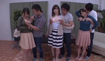 Hot Japanese moms get their boobs worshiped and pussy fucked