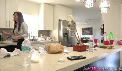 Kinky MILF Lexi Luna undresses and humps her stepson's dick