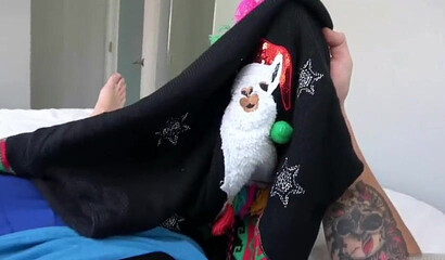 Big boobed teen surprises her brother on Christmas morning