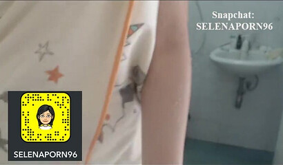 Busty Brazilian teen washes her perky boobs and hairy pussy