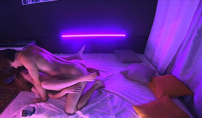 Hot skinny amateur couple fucks in different sex positions on camera