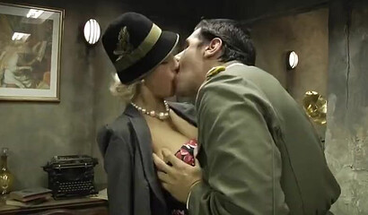 Busty blonde gets sexually abuses by horny old German general