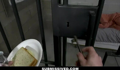 Teenage inmate Cleo Clementine gets choked and fucked in the prison cell