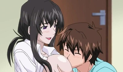 Ryugi bangs Ruu's big boobed stepaunt in hardcore Hentai scene