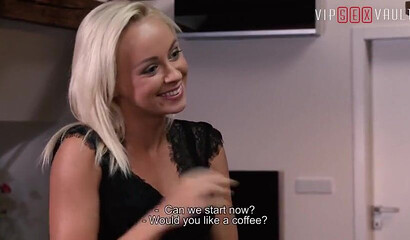 Blonde GF Naomi Nevena gets bent over the desk and fucked doggystyle